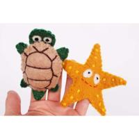 Vingerpoppen Schildpad (Set van 2) - thumbnail
