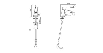 Wastafelmengkraan Sapho Lea 1-hendel Extra Lang Recht 15.4 cm Chroom