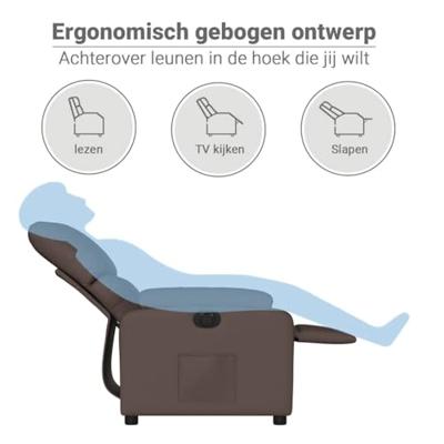 Fauteuil verstelbaar elektrisch kunstleer bruin