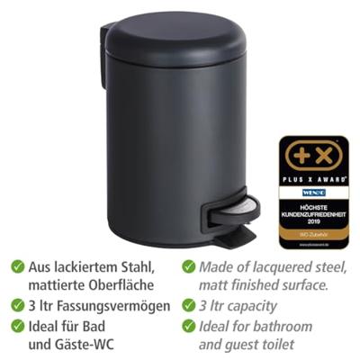 Wenko Prullenbak Leman 3 L (Zwart)