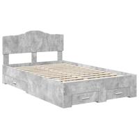 Bedframe met hoofdeinde Beton Grijs 120 x 190 cm Bewerkt hout - thumbnail
