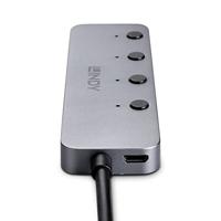 LINDY 43383 USB-C (USB 3.2 Gen 2) multiport hub 4 poorten Grijs - thumbnail