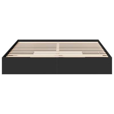 Bedframe met lades bewerkt hout zwart 200x200 cm