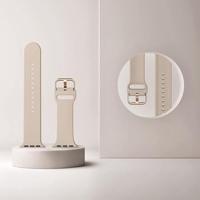 Soft siliconen bandje met gespsluiting - Cappuccino - Geschikt voor Apple Watch 38mm / 40mm / 41mm / 42mm - thumbnail