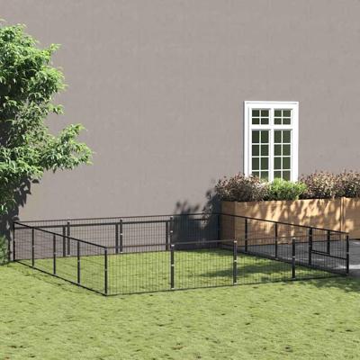 Hondenkennel 16 m² staal zwart