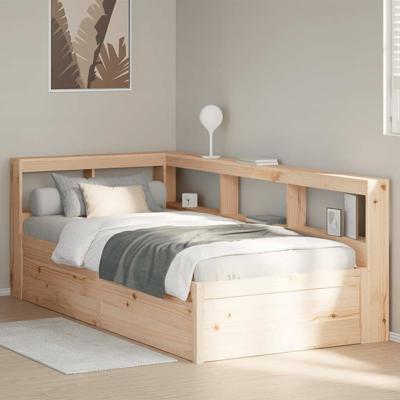 Bed met boekenkast zonder matras massief grenenhout 90x200 cm - thumbnail