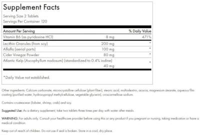 Diet Lecithin, Kelp, B-6 & Vinegar | Swanson | 240ct