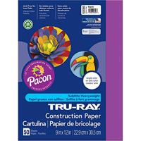 PACON Corporation, Tru-Ray Construction Paper, PAC103000, 80 lb., 9 x 12, Magenta, 50 vellen/verpakking, verkocht als 1 verpakking - thumbnail