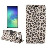 Luipaard textuur PU + TPU horizontale Flip lederen case voor Galaxy S10 Plus met houder & kaartsleuven & portemonnee (bruin) - thumbnail