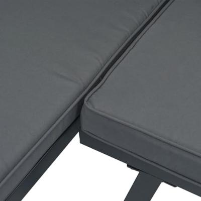 Tuinbanken met kussens 2 st gepoedercoat staal zwart - thumbnail