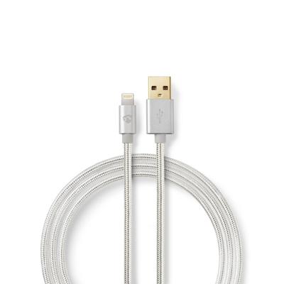 Data- en Oplaadkabel | Apple Lightning 8-pins male - USB A male | 2,0 m | Aluminium