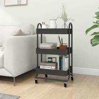 VidaXL Trolley 3-laags 43x34x79 cm staal antracietkleurig - thumbnail