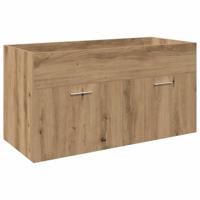 Wastafelkast met ingebouwde wasbak hout artisanaal eiken - thumbnail
