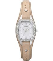 Horlogeband Fossil JR1333 / Silver Tone Ran Onderliggend Leder Beige 9mm - thumbnail