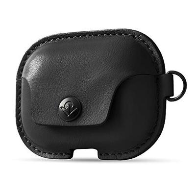 Twelve South AirSnap Pro | Volnerf lederen beschermhoes/hoes met verliespreventieclip en optionele draagriem voor AirPods Pro, zwart