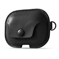 Twelve South AirSnap Pro | Volnerf lederen beschermhoes/hoes met verliespreventieclip en optionele draagriem voor AirPods Pro, zwart - thumbnail