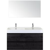 Maxx XL Badmeubelset 120 cm - Black Oak - Wastafel Kube Dubbel 2 Kraangaten met Spiegel - thumbnail
