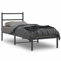 Bedframe met hoofdbord metaal zwart 80x200 cm - thumbnail
