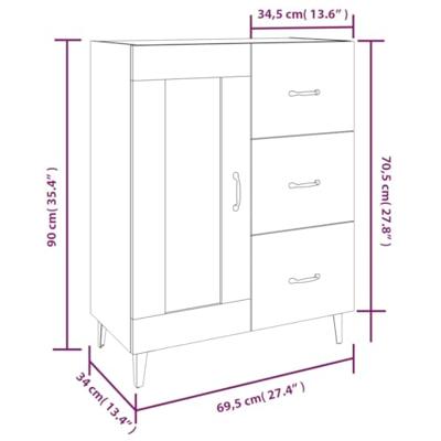 Dressoir 69,5x34x90 cm bewerkt hout gerookt eikenkleurig