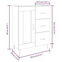 Dressoir 69,5x34x90 cm bewerkt hout gerookt eikenkleurig - thumbnail