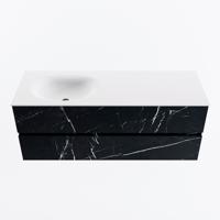 MONDIAZ VICA 130cm badmeubel onderkast Marquina 2 lades. Wastafel MOON links zonder kraangat, kleur Talc. - thumbnail