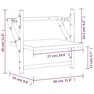 Wandschappen met stangen 2 st 30x25x30 cm bruin eikenkleur