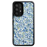 Samsung Galaxy A53 zwarte case - Vintage blue floral - thumbnail