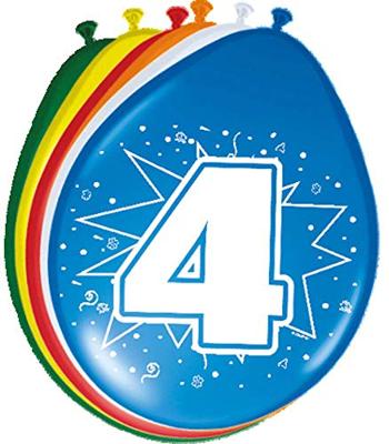 Folat BV Cijfer ballonnen 4 jaar, 8st.