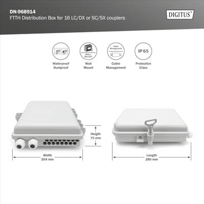 Digitus DN-968914 Dibributiebox 16 poorten LC, SC