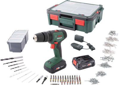 Bosch Groen UniversalImpact 18V | Accuklopboorschroevendraaier | 1.5 Ah + 2.5 Ah accu + lader | + SystemBox en accessoires 06039D4107