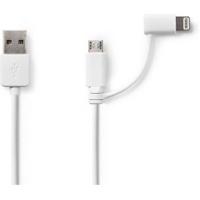 Nedis 2-in-1-Kabel | USB-A Male | Apple Lightning 8-Pins / USB Micro-B Male | 1 m | 1 stuks - CCGP39400WT10 CCGP39400WT10 - thumbnail