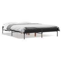 Bedframe bewerkt hout metaal zwart 135x190 cm - thumbnail