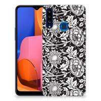 Samsung Galaxy A20s | TPU Case | Black Flowers - thumbnail