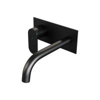 Inbouw Wastafelmengkraan Brauer Black Edition Coldstart Gebogen Uitloop Platte Hendel Links Geborsteld Mat Zwart Met Afdekplaat Brauer - thumbnail