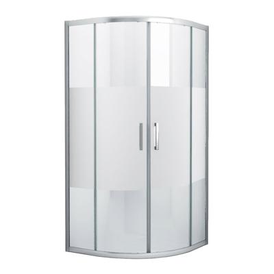 Douchecabine James Nano Kwartrond Hoekinstap Schuifdeur 100x100x200cm Half Mat Glas Chroom Profiel 6mm Veiligheidsglas