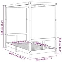 Kinderbedframe 80x160 cm massief grenenhout wit - thumbnail