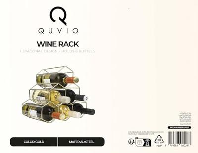 QUVIO Wijnrek voor 6 flessen metaal - Goud