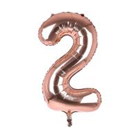 Cijfer Ballon '2' Rosé (100CM) - thumbnail