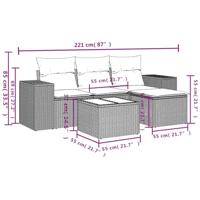 5-delige Loungeset met kussens poly rattan zwart - thumbnail
