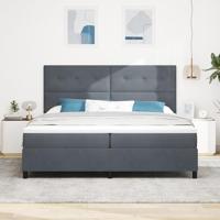 Boxspring bed met matras Donkergrijs 200 x 200 cm Fluweel - thumbnail