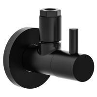 Design Hoekstopkraan van Messing, 1/2" x 3/8" of 10 mm, met Rozet, mat zwart - thumbnail