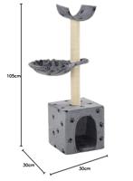 VidaXL Kattenkrabpaal met sisal krabpalen 105 cm pootafdrukken grijs - thumbnail