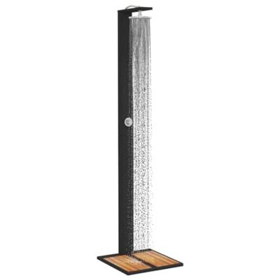 Buitendouche 50x55x224 cm poly rattan en acaciahout zwart - thumbnail