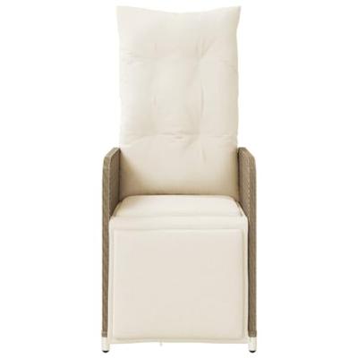Tuinstoel verstelbaar met kussens poly rattan beige