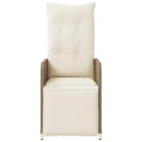 Tuinstoel verstelbaar met kussens poly rattan beige - thumbnail