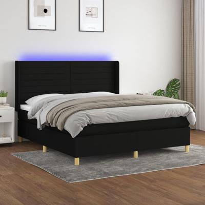 Boxspring met matras en LED stof zwart 180x200 cm