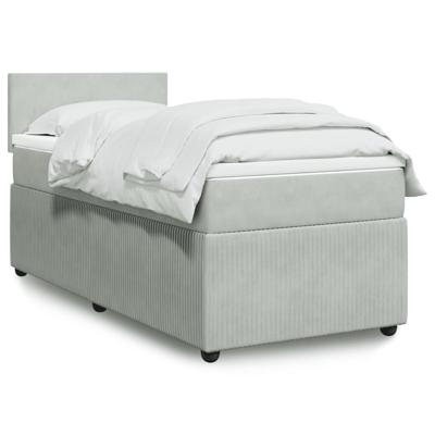 Boxspring met matras fluweel lichtgrijs 160x200 cm - thumbnail