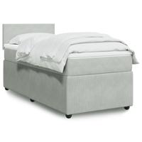 Boxspring met matras fluweel lichtgrijs 100x200 cm - thumbnail