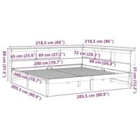 Bed met boekenkast zonder matras grenenhout wasbruin 200x200 cm - thumbnail