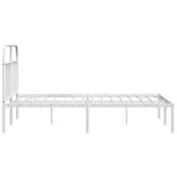 Bedframe met hoofdbord metaal wit 140x200 cm - thumbnail
